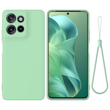 Motorola Moto G Power (2025) Liquid Silikonhülle mit Handschlaufe - Grün