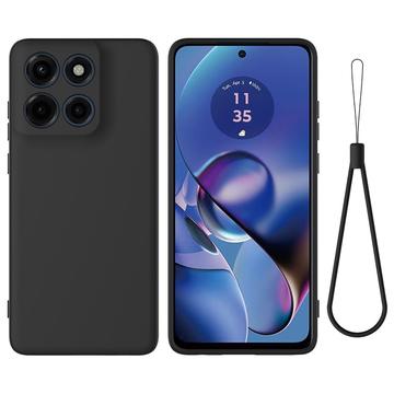 Motorola Moto G Stylus 5G (2025) Liquid Silikonhülle mit Handschlaufe - Schwarz