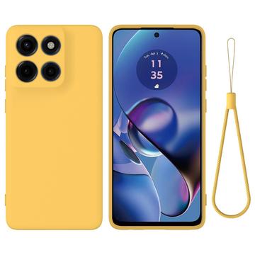 Motorola Moto G Stylus 5G (2025) Liquid Silikonhülle mit Handschlaufe - Gelb