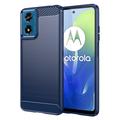 Motorola Moto G04/G24 Gebürstete TPU Hülle - Karbonfaser - Blau