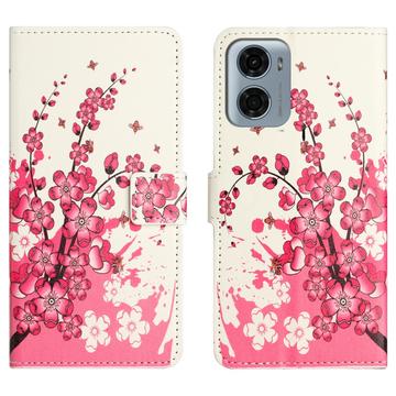 Motorola Moto G05/E15 Style Serie Wallet Hülle - Rosa Blumen