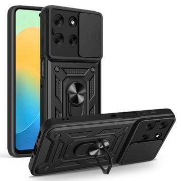 Motorola Moto G56 Drehring-Hybrid Hülle mit Kameraschutz - Schwarz