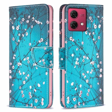 Motorola Moto G84 Wonder Serie Wallet Hülle - Weiß Blumen