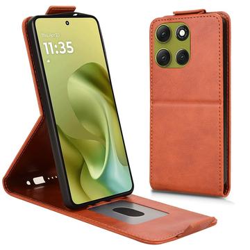 Motorola Moto G86 Power Vertikal Flip Hülle mit Ständer - Braun