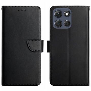 Motorola Moto G86 Lederhülle mit Geldbörse und Ständer - Schwarz