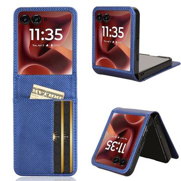 Motorola Razr 60 Ultra FlexCard Kohlefaser-Stil Hülle mit Kartenschlitzen - blau