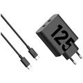 Motorola TurboPower 125W Dual USB-C Wandladegerät mit USB-C Kabel - Schwarz