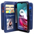 Multi-Karte Schlitz Motorola Moto G10/Moto G30 Schutzhülle mit Geldbörse - Blau