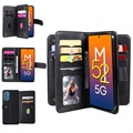 Multi-Karte Schlitz Samsung Galaxy M52 5G Schutzhülle mit Geldbörse - Schwarz