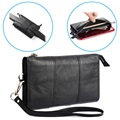 Multi-Slot Universal Hand & Gürtel Leder Tasche - 6.5" - Schwarz