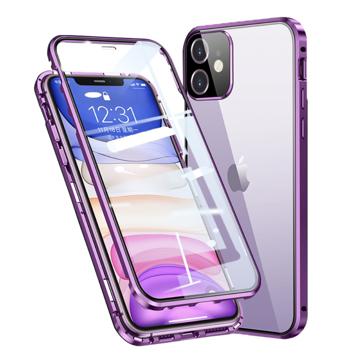 iPhone 11 Magnetisches Cover mit Panzerglas - Purpur