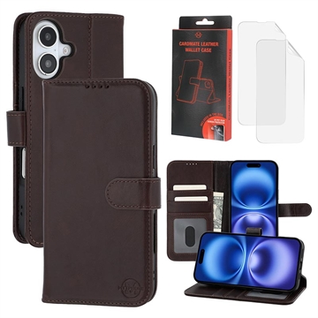 iPhone 16 MyTPhone CardMate Leder Wallet Hülle - dunkelbraun