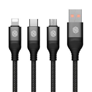 NILLKIN Swift Pro 3-in-1 Kabel Nylon geflochten USB zu Typ-C / iP / Micro Ladekabel