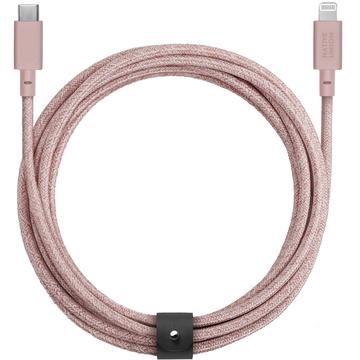 Native Union Nacht USB-C zu Lightning Kabel W. Leder Schnalle - 3m - Rose