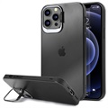 iPhone 12/12 Pro Hybrid Hülle mit Verstecktem Ständer - Schwarz / Durchsichtig