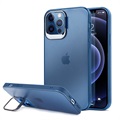 iPhone 12/12 Pro Hybrid Hülle mit Verstecktem Ständer - Blau / Durchsichtig