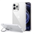 iPhone 12/12 Pro Hybrid Hülle mit Verstecktem Ständer - Weiß / Durchsichtig