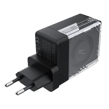 Nillkin Icecore 65-W-GaN-Ladegerät mit einziehbarem USB-C-Kabel - Schwarz