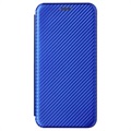 Nokia C1 Plus Flip Hülle - Karbonfaser - Blau
