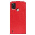 Nokia C21 Plus Vertikale Flip Case mit Kartensteckplatz - Rot