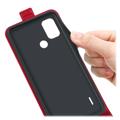 Nokia C21 Plus Vertikale Flip Case mit Kartensteckplatz - Rot