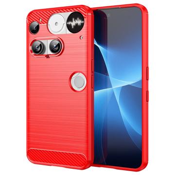 Nothing Phone (3) Gebürstete TPU Hülle - Karbonfaser - rot