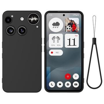 Nothing Phone (3) Liquid Silikonhülle mit Handschlaufe - Schwarz