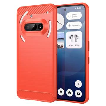 Nothing Phone (3a) Gebürstete TPU Hülle - Karbonfaser - Rot