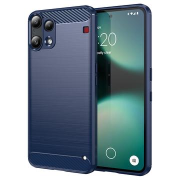 Nothing Phone (3a) Lite Gebürstete TPU Hülle - Karbonfaser - blau
