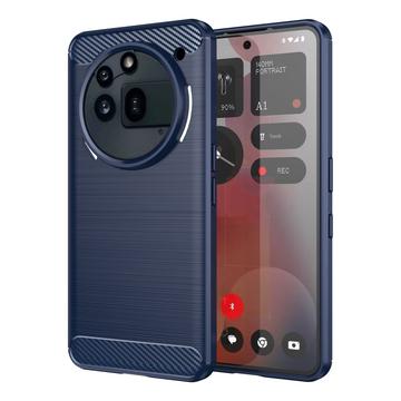 Nothing Phone (3a) Pro Gebürstete TPU Hülle - Karbonfaser - blau