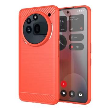 Nothing Phone (3a) Pro Gebürstete TPU Hülle - Karbonfaser - rot