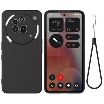Nothing Phone (3a) Pro Liquid Silikonhülle mit Handschlaufe - Schwarz