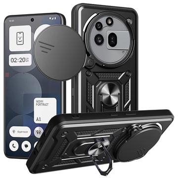Nothing Phone (3a) Pro Drehring-Hybrid Hülle mit Kameraschutz - Schwarz