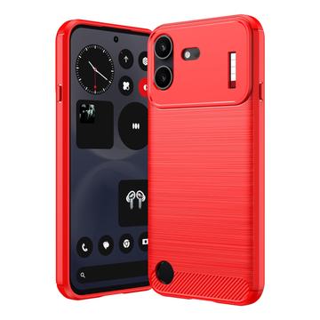 Nothing Phone (4b) Gebürstete TPU Hülle - Karbonfaser - rot