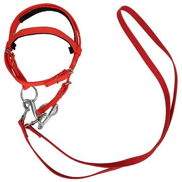 Nylon-Reithalfter mit Führstrick - 1.3m - Rot