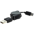 OTB USB-A 2.0 / USB-C Aufrollbares Datenkabel - 70cm - Schwarz
