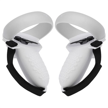 Oculus Quest 2 Schweißfeste Griffhüllen mit Riemen - Weiß