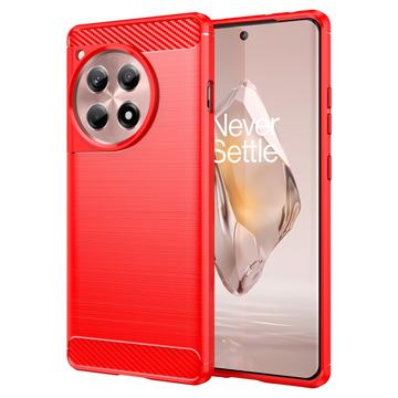 OnePlus 12R/Ace 3 Gebürstete TPU Hülle - Karbonfaser - Rot
