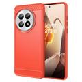 OnePlus 13 Gebürstete TPU Hülle - Karbonfaser - Rot