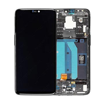OnePlus 6 Oberschale & LCD Display - Spiegel Schwarz