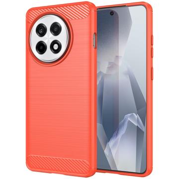 OnePlus Ace 5/5 Pro/13R Gebürstete TPU Hülle - Karbonfaser - Rot
