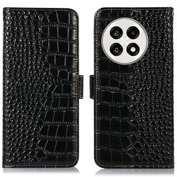 OnePlus Ace 5/5 Pro/13R Crocodile Serie Lederhülle mit Geldbörse mit RFID - Schwarz