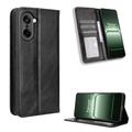 OnePlus Ace 5 Racing Retro Wallet Schutzhülle mit Magnetverschluss - Schwarz