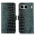 OnePlus Nord 4 Crocodile Serie Lederhülle mit Geldbörse mit RFID - Grün