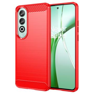 OnePlus Nord CE4 Gebürstete TPU Hülle - Karbonfaser - Rot