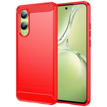 OnePlus Nord CE4 Lite/Oppo K12x Gebürstete TPU Hülle - Karbonfaser - Rot