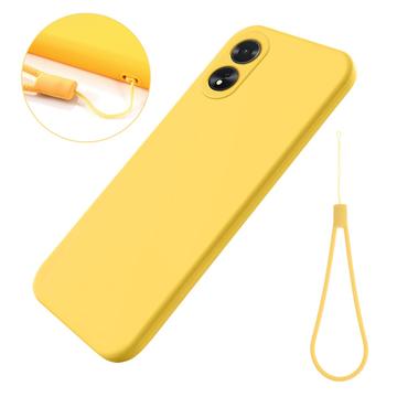 Oppo A18/A38 Liquid Silikonhülle mit Handschlaufe - Gelb