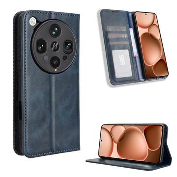 Oppo Find X8 Ultra Retro Wallet Schutzhülle mit Magnetverschluss - Blau