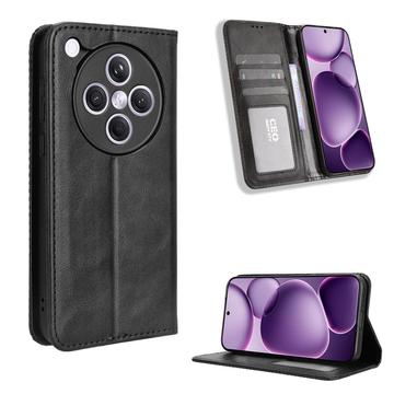 Oppo Find X8s+ Retro Wallet Schutzhülle mit Magnetverschluss - Schwarz