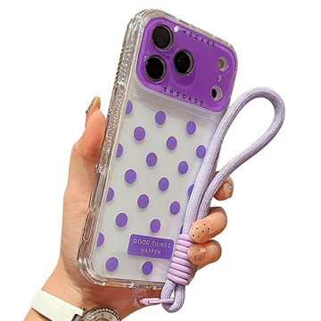iPhone 17 Pro Max PC / TPU Hülle mit Objektiv Film / Riemen - Polka Dot - lila